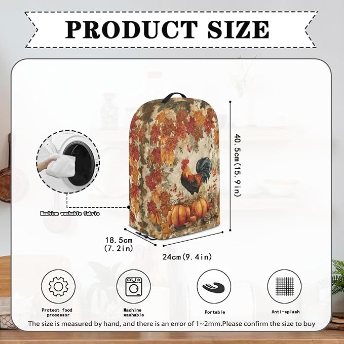 Autumn Rooster Pumpkin Blender Dust Cover Food Processor Cover Coffee Machine - Image 5