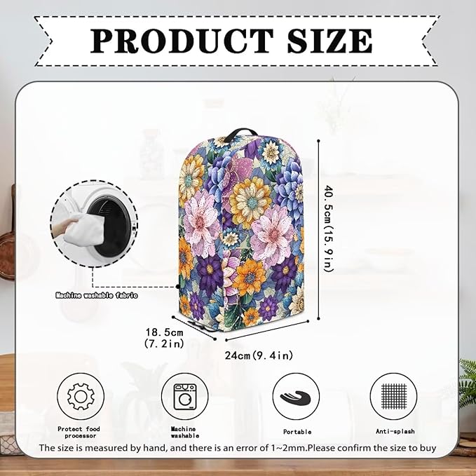 Boho Flower Bright Blossom Countertop Blender Cover Kitchen Appliance Dust - Image 6