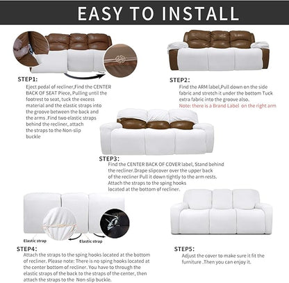 Easy-Going 8 Pieces Recliner Sofa Stretch Sofa Slipcover Sofa Cover Furniture - Image 4