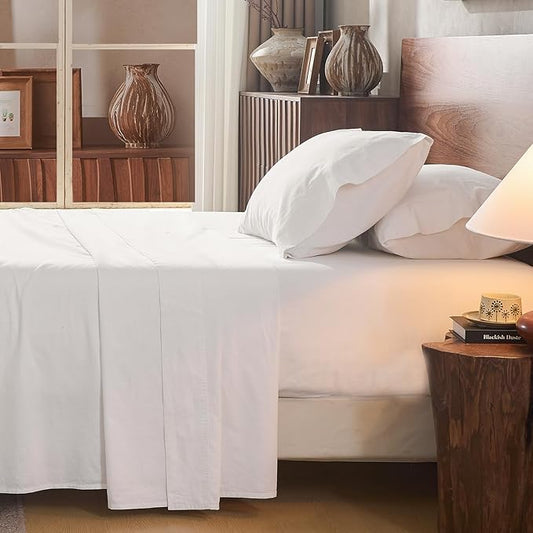 100% Linen Sheet Set Cal King Size Extra Deep Pocket Fits 18-24 Inch Mattress by overket