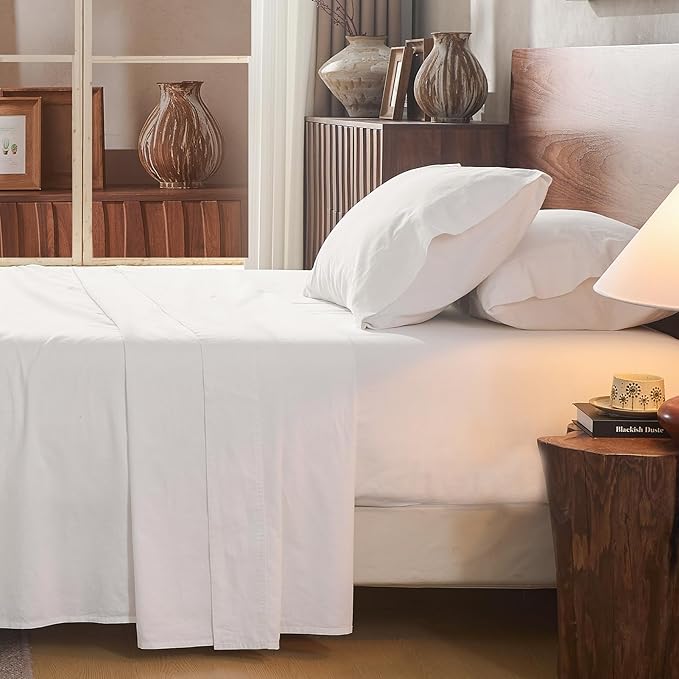 100% Linen Sheet Set King Size Extra Deep Pocket Fits 18-24 Inch Mattress by overket