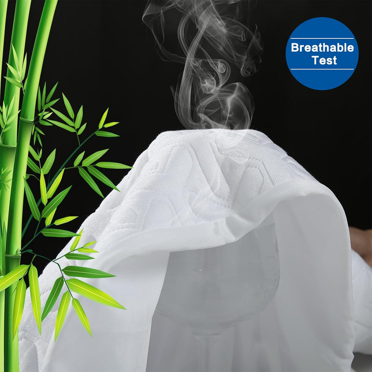 premium king size mattress protector waterproof cooling (white,78"x80"), close-up detail