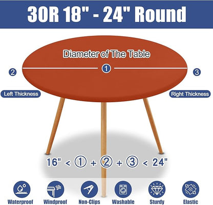 Round Spandex Thanksgiving Tablecloth, Elastic Fitted Waterproof Tablecloths - Image 8