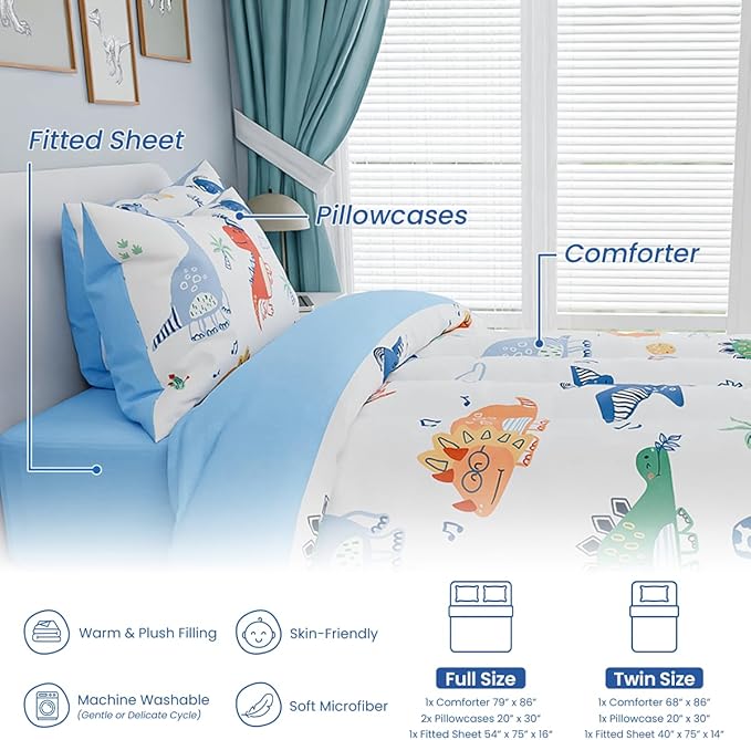 SANDJEST Dinosaurs Bedding Full Set - Image 6
