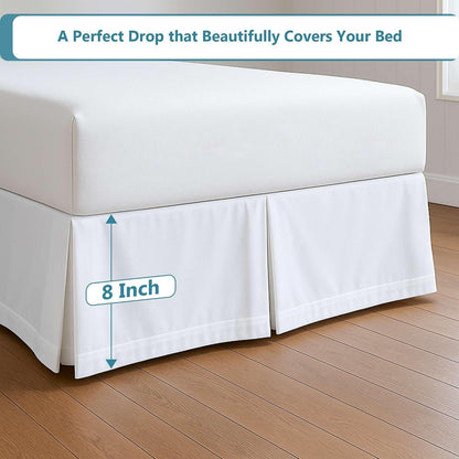 pleated bed skirt full size, easy fit with, close-up detail