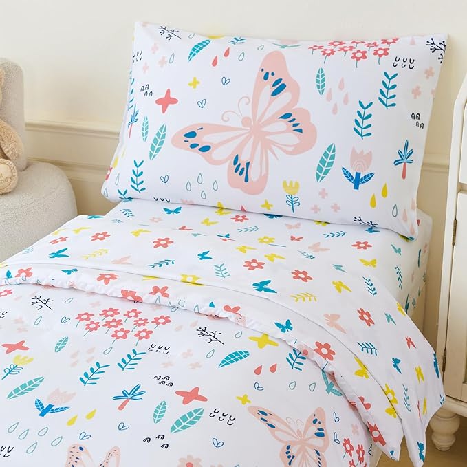 PERFEMET 5 Pieces Girls Bed in A Bag Full Size Reversible Pink Flowers - Image 3