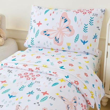 PERFEMET 5 Pieces Girls Bed in A Bag Full Size Reversible Pink Flowers - Image 3