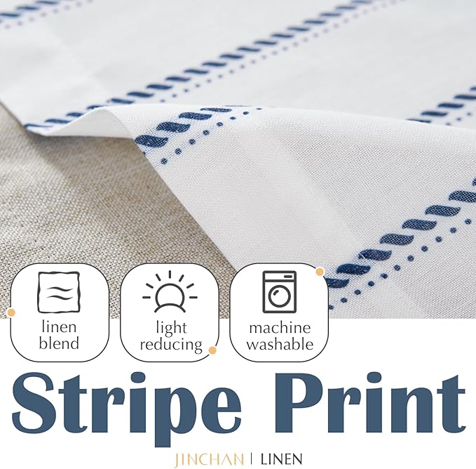 jinchan Nautical Striped Linen Curtain 18 Inch Farmhouse Room Darkening Kitchen - Image 7