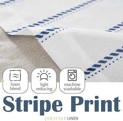 jinchan Nautical Striped Linen Curtain 18 Inch Farmhouse Room Darkening Kitchen - Image 7