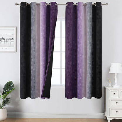 Estelar Textiler Black and Purple Ombre Blackout Curtains by ESTELARTEXTILER