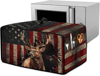 Vintage Deer Elk Print Microwave Oven Cover Waterproof Dust Cover by HwzdsyxlCreativeHomeDecor
