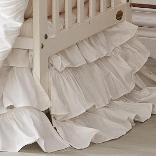 Brandream Crib Skirt Triple Layer Cotton Nursery Bed Skirt by Brandream
