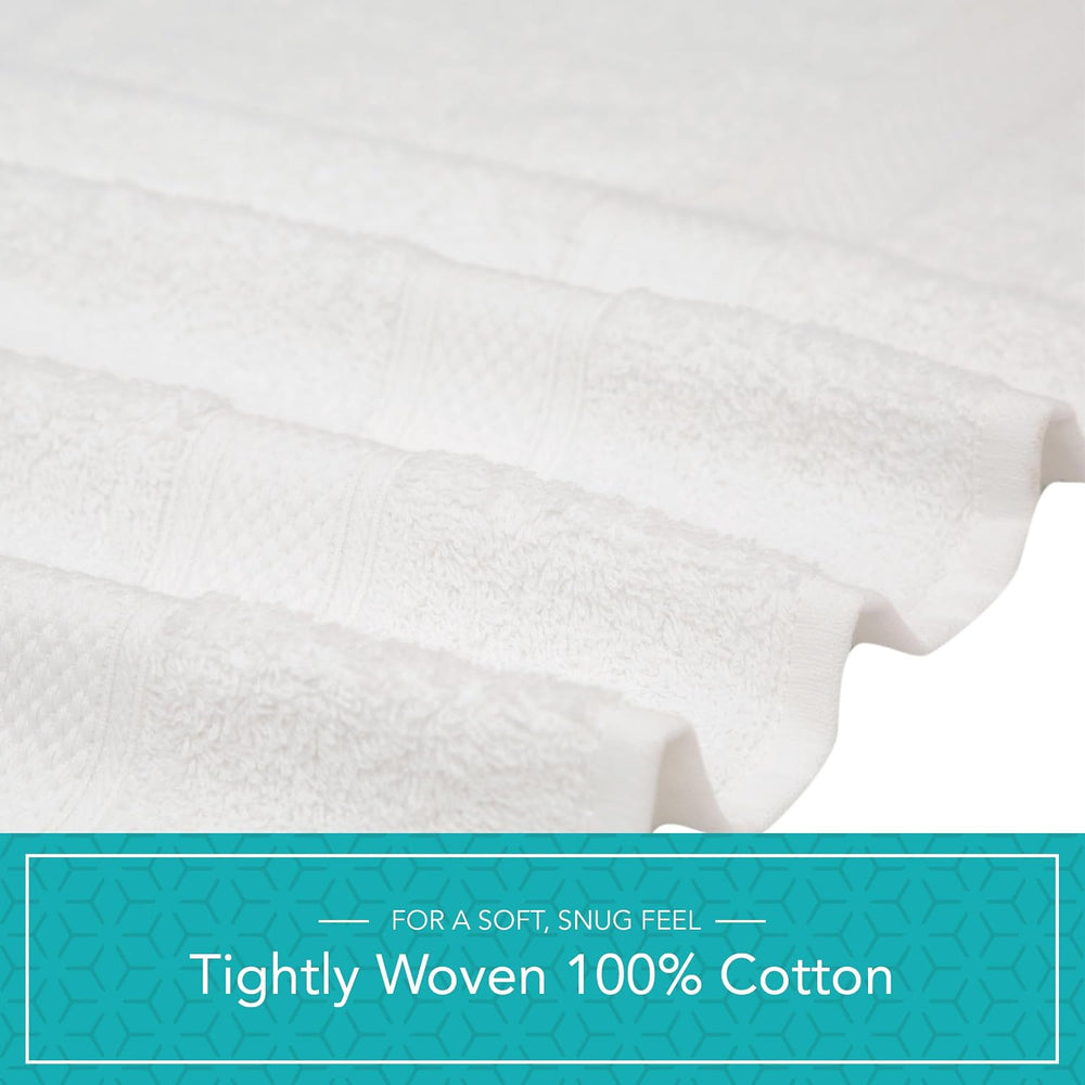 Pleasant Home White Bath Towels Set of 6 (24” x 50”) 100% Cotton Towel Set