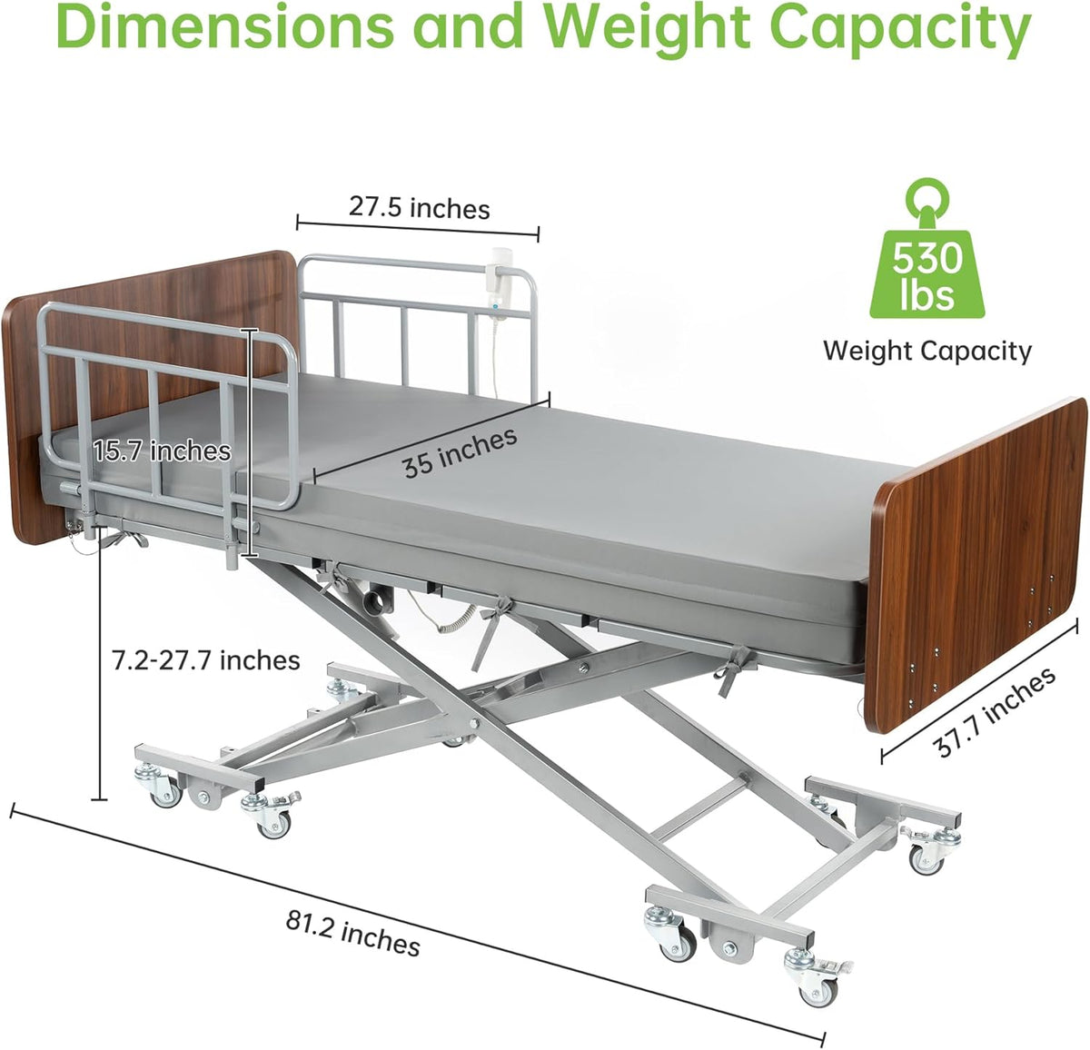 real relax premium 3 function full electric hospital, side view