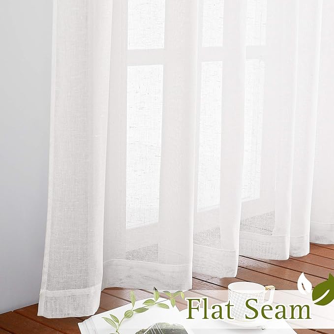 NICETOWN White Sheer Linen Curtains - Image 6
