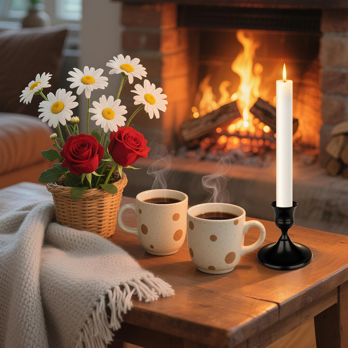 Black Candle Holder Taper Candle Holders, Set of 24 Candlestick Holders Decor for Home Decor, Metal Taper Candleholder for Fall Thanksgiving Halloween Christmas Table Fireplace Decor