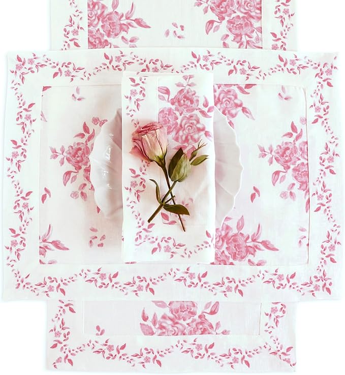 Solino Home Pink Floral Print Table Runner 108 Inches Long - Image 9