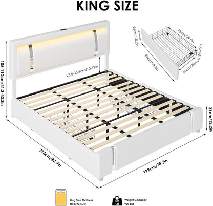 keyluv king size bed frame with rgb led shown in use