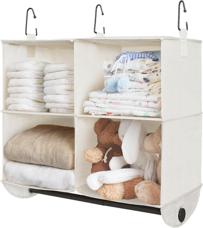 storageworks hanging closet organizer with rod, 4 sections, main product view
