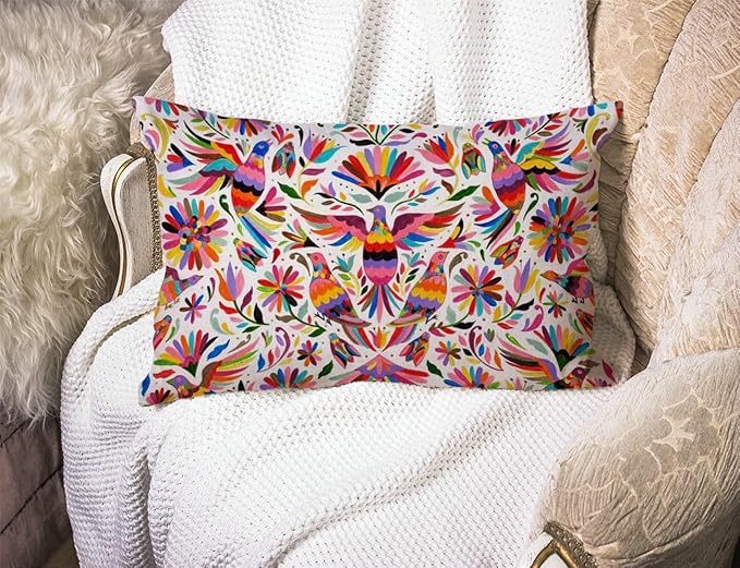 Solekla Mexican Design Colorful Pigeons Pheasant Cotton Linen Throw Lumbar - Image 3