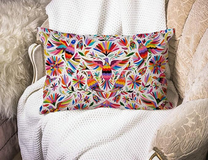Solekla Mexican Design Colorful Pigeons Pheasant Cotton Linen Throw Lumbar - Image 3