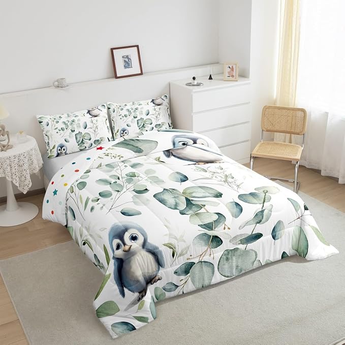Erosebridal Cartoon Penguin King Size Comforter Set Toddler Woodland Wildlife - Image 5