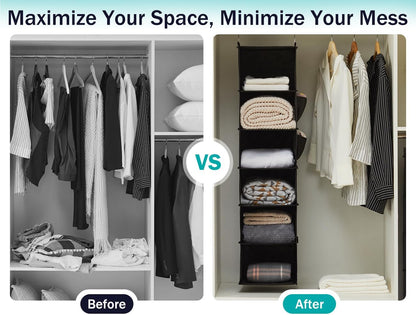 youdenova hanging closet organizer and storage, 6-shelf, 2, package contents