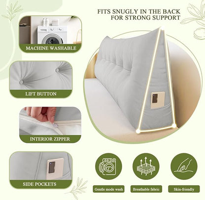 Headboard Pillow Queen, Large Triangular Wedge Headboard Pillow - Image 5