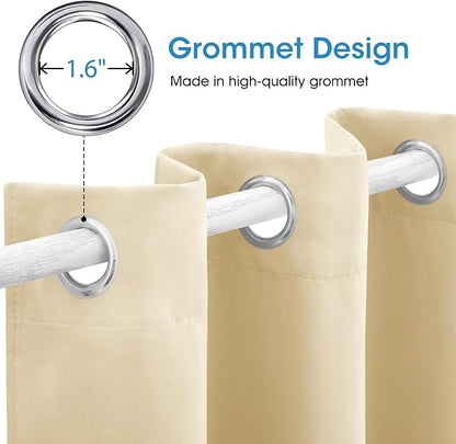 HOMEIDEAS Blackout Curtains for Bedroom 52 X 63 Inch Length 2 Panels Set Beige - Image 4