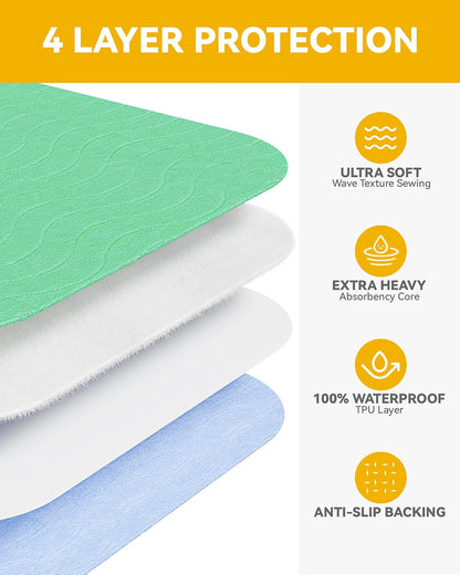 washable incontinence bed pads waterproof for adults, 36"x54"-4 shown in use