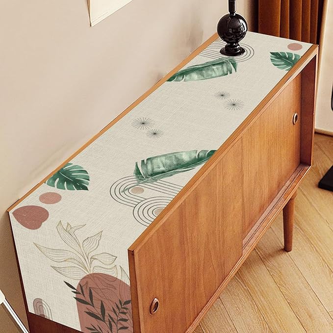 Mid-Century Boho Leaves Table Runner - Image 3
