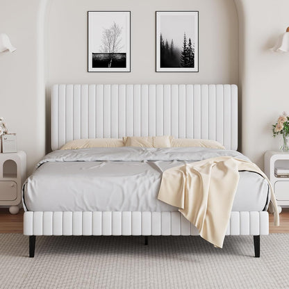 barnfurin queen upholstered bed frame with adjustable headboard, main product view