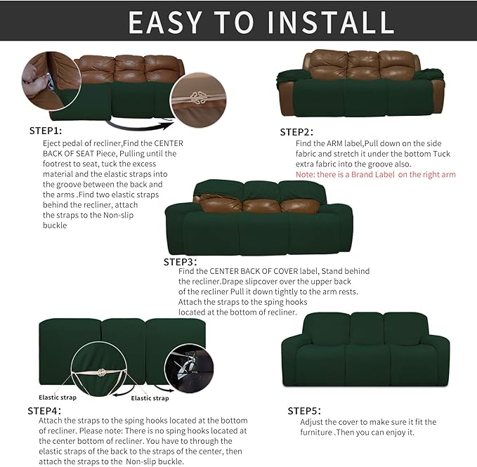 Easy-Going 8 Pieces Recliner Sofa Stretch Sofa Slipcover Sofa Cover Furniture - Image 4