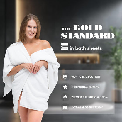 white classic luxury white bath sheets 2 pack shown in use