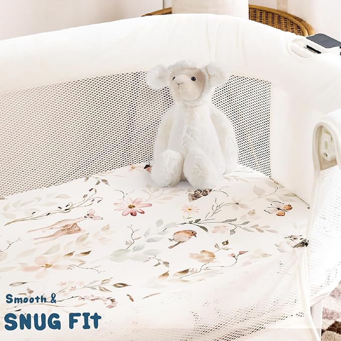 GRSSDER Stretchy Ultra Soft Fitted Bassinet Sheets 3 Pack, Universal Fit - Image 4
