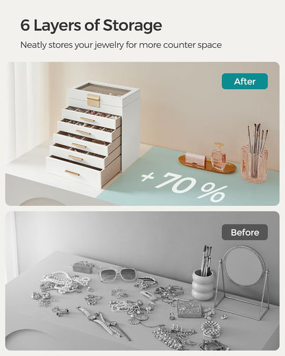 songmics jewelry box organizer, 6-layer storage with 5 on a desk or shelf