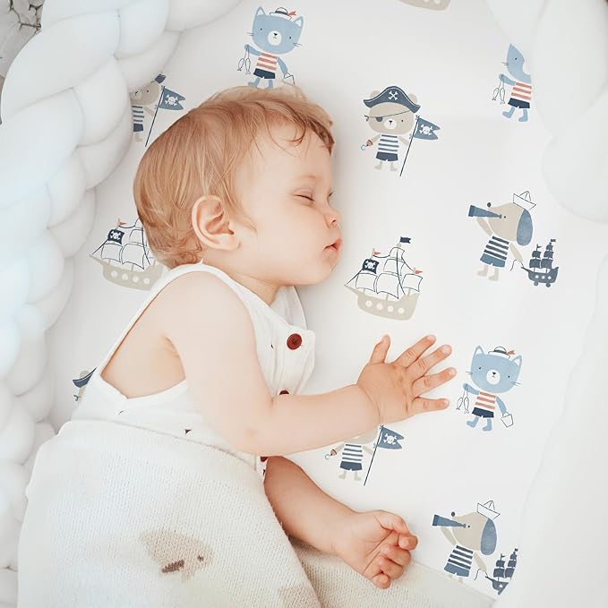 Baby Bassinet Sheets Girl Boy, Stretch Fitted Bassinet Sheet Set 3 Pack - Image 4