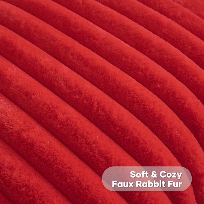 FUTEI Christmas Red Throw Pillow Covers Set of 2, 20x20 Inch Striped Texture - Image 2