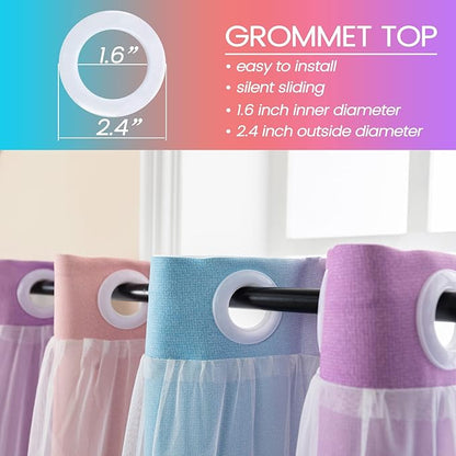 Curtains for Girls Bedroom Purple and Pink Kids Curtain Star Cutout Rainbow - Image 5