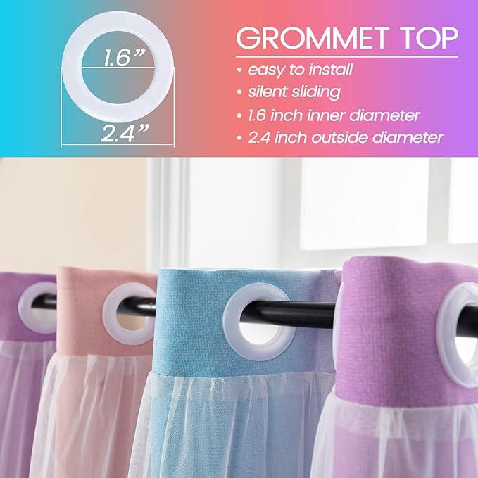Curtains for Girls Bedroom Purple and Pink Kids Curtain Star Cutout Rainbow - Image 5