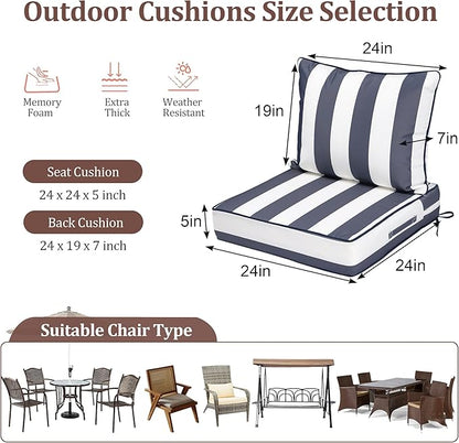 Waterproof Outdoor Chair Cushion Set of 3, Outdoor Cushions - Image 2