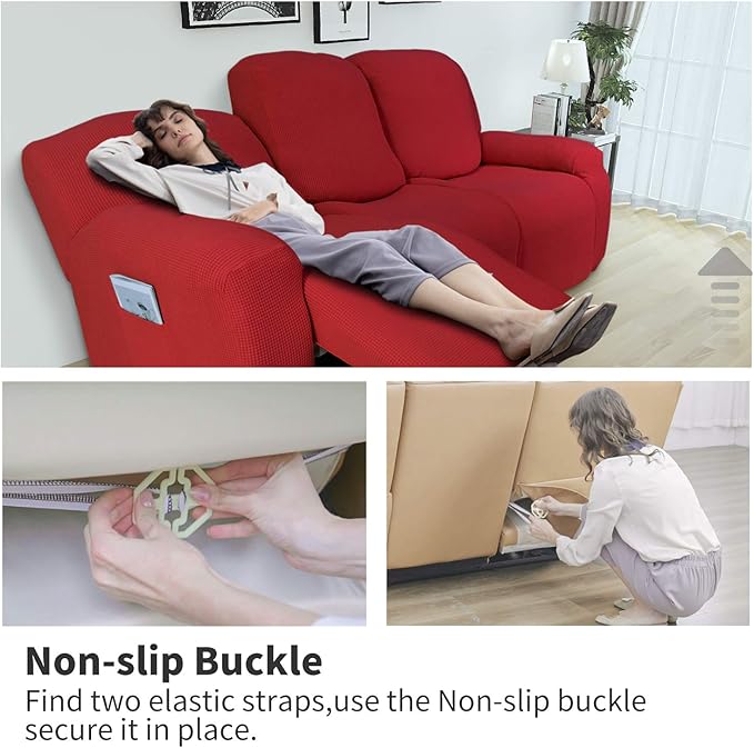 Easy-Going 6 Pieces Recliner Loveseat Stretch Sofa Slipcover Sofa Cover - Image 3