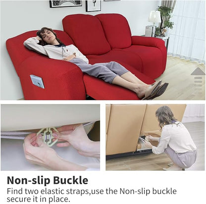 Easy-Going 6 Pieces Recliner Loveseat Stretch Sofa Slipcover Sofa Cover - Image 3
