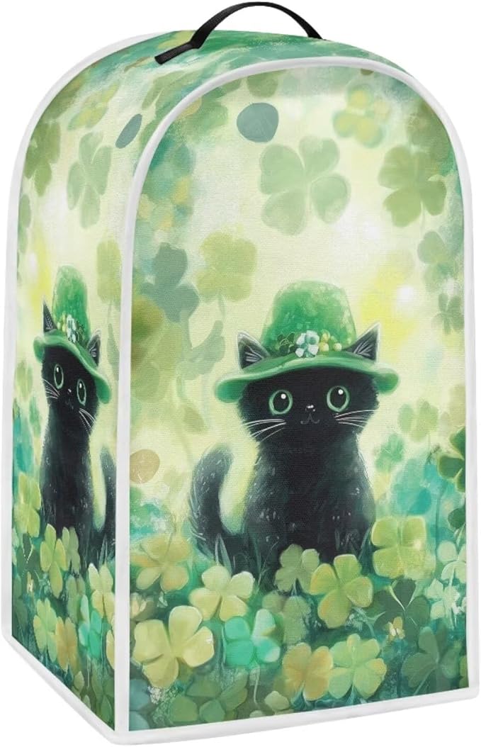 Talayituse Cat Shamrock Print Blender Dust Cover, Fingerprint Protection Cover - Image 2