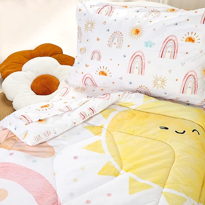 Toddler Bedding Set for Girls, 4 Piece Rainbow Toddler Girl Bedding Set - Image 4