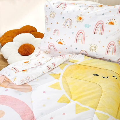 Toddler Bedding Set for Girls, 4 Piece Rainbow Toddler Girl Bedding Set - Image 4