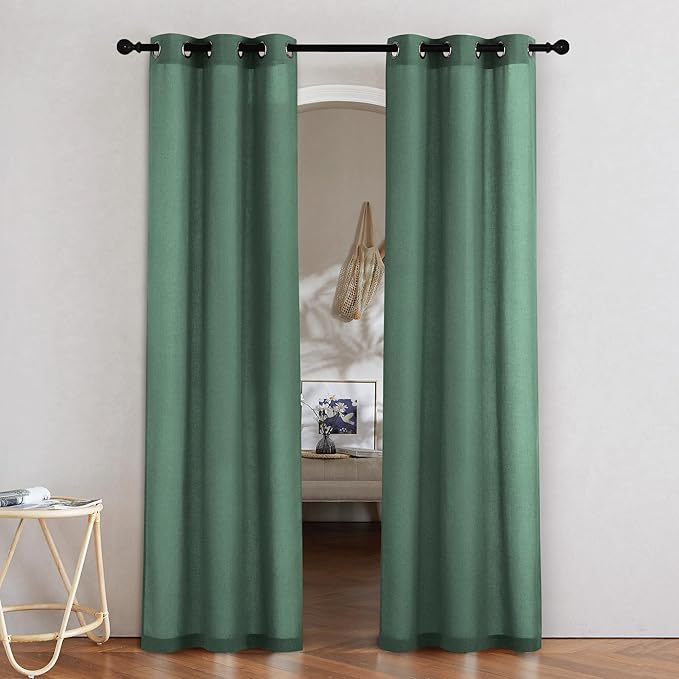 NICETOWN Olive Green Linen Doorway Curtains 80 inches Long, Grommet Thick Linen by NICETOWN