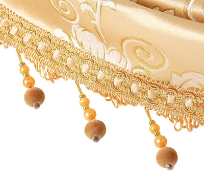 ELKCA Golden Floral Jacquard Swag Waterfall Valance - Image 3