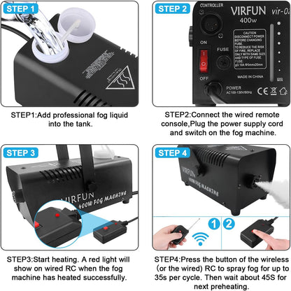 VIRFUN Fog Machine, Smoke Machine with Remote Control for Halloween, Party
