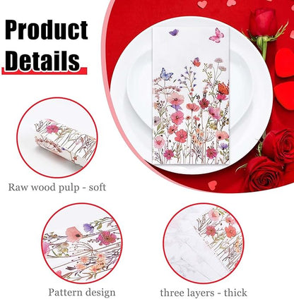 HEIPINIUYE 50 Pieces Spring Floral Paper Napkins 3-ply Wildflower Guest Napkins - Image 3